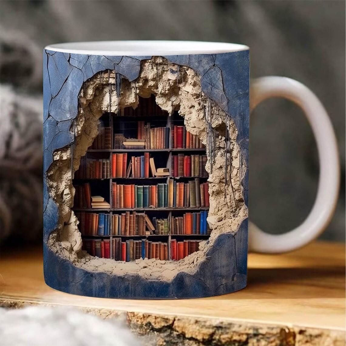 Ceramic Mug Home Creative Library Coffee Mug Cross-border 3d Bookshelf Mug Ceramic Water Cup 301-400ml