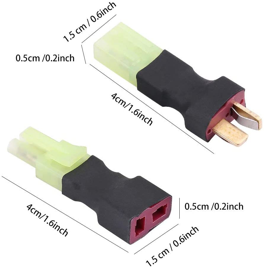 Set connettore Mini Tamiya a T-Plug | Compatibile con autoradio JVC, WLtoys 144001, batteria LiPo 300mAh | Alta Durabilità | Nero | Plastica