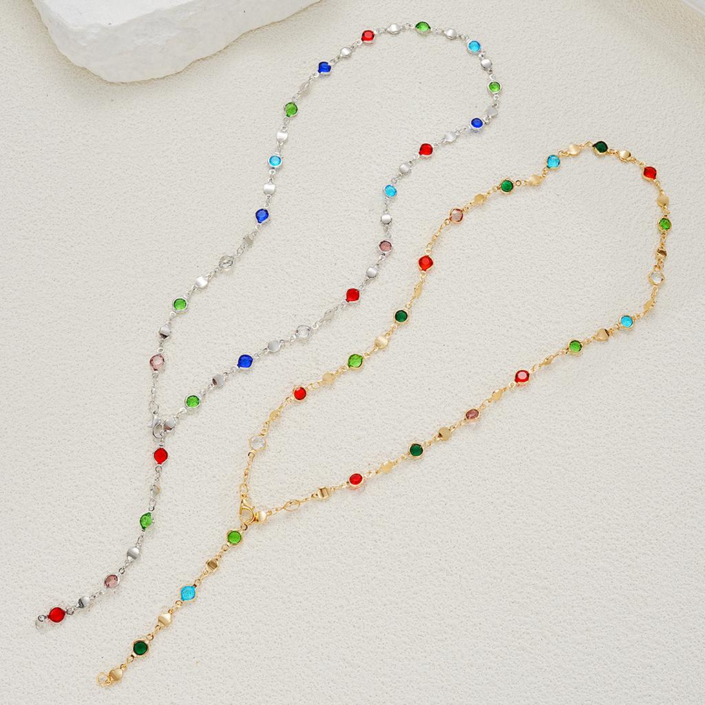 17KM Ensemble de Colliers Pendentifs en Cristal Coloré Élégant Mode Multicouche en Forme de Y Long Collier Pour Femmes Bijoux Quotidien Fête Vacances