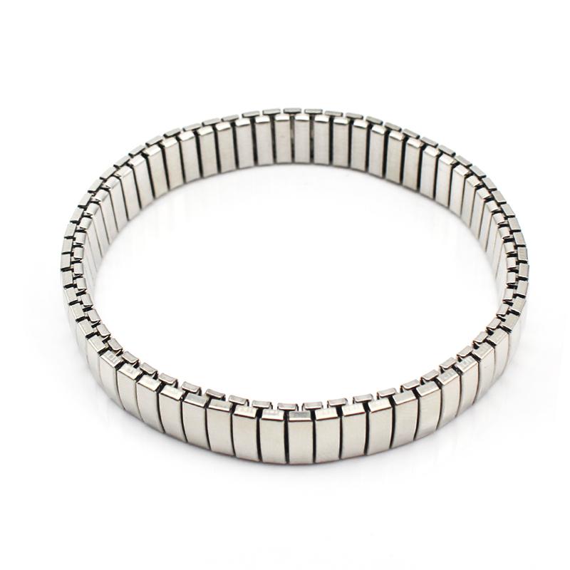 Women Men Stainless Steel Jewelry Elastic Bracelet For Unisex Metal Stripe Linked Bangle Silver Color
