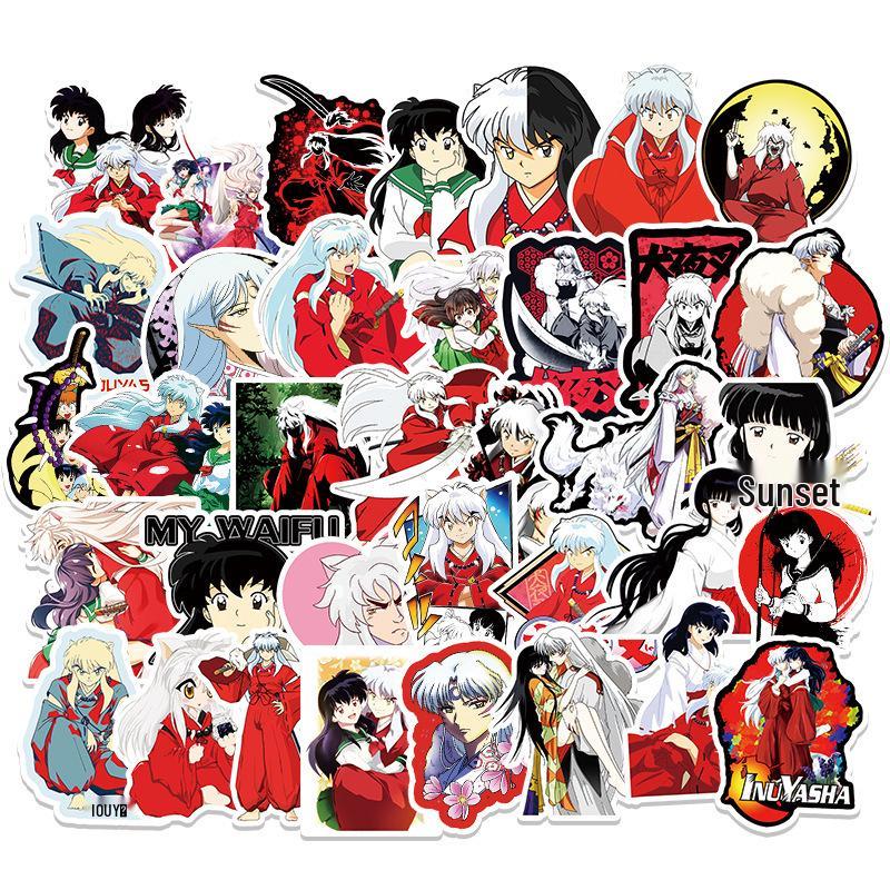 50 Inuyasha Anime Cartoon Graffiti Stickers for Suitcase, Laptop, Car, and Scooter Decoration