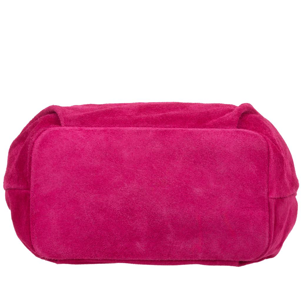 Women's Suede Shoulder Bag Vera Pelle Bolsa Fuchsia