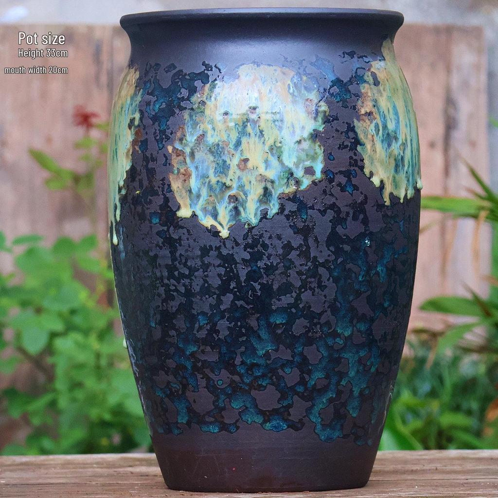 Handmade Large Ceramic Pot for Succulents & Orchids - Breathable, Coarse Pottery Bonsai Planter
