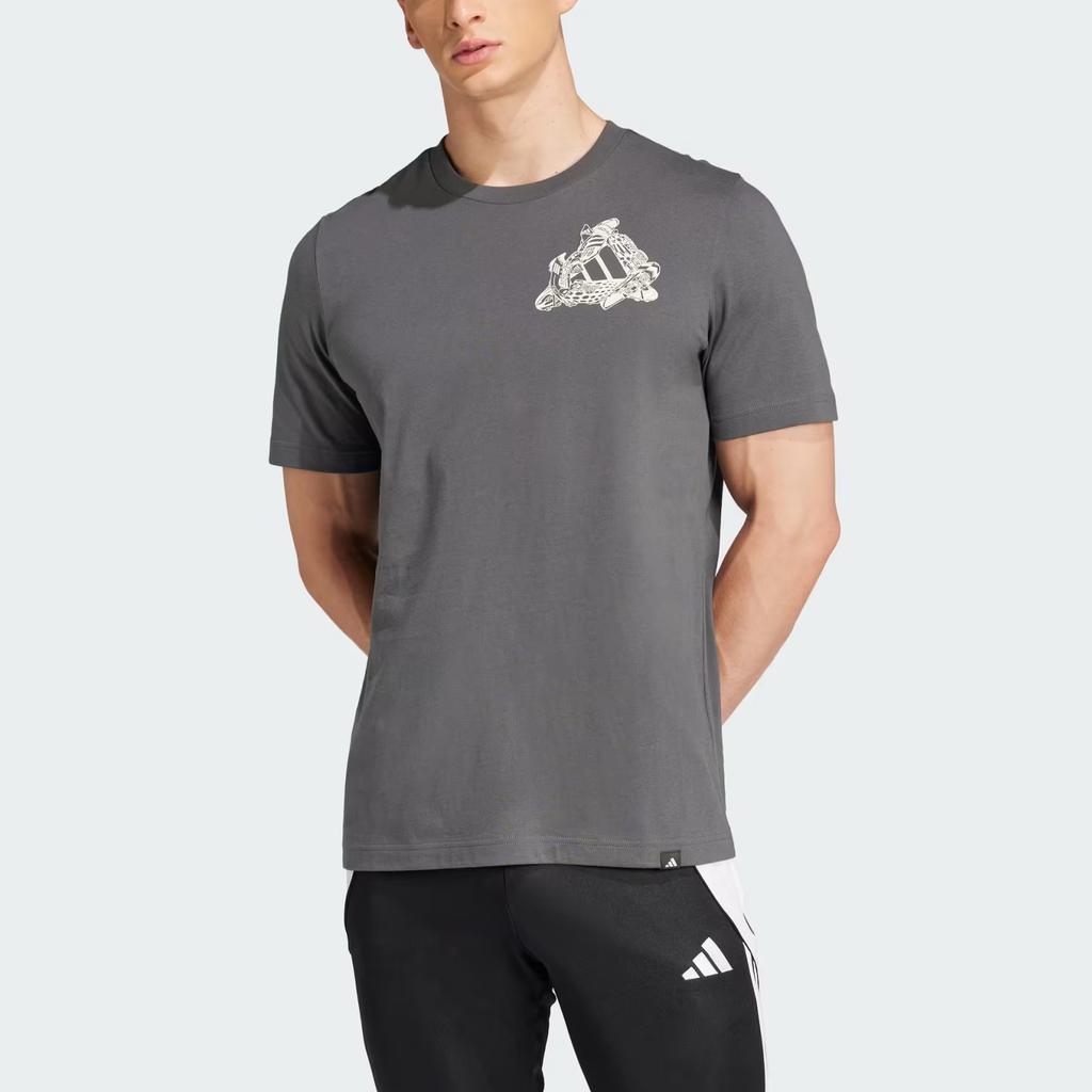 Adidas Football Kicks Graphic T-Shirt Comfortable Soft Fashion Casual Sports Versatile Short Sleeve Men Tops Gray JD8211