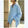 Womens V-Neck Knit Sweater Loose Fit Drop Shoulder Long Sleeve Pullover Top Blue Solid Casual Streetwear