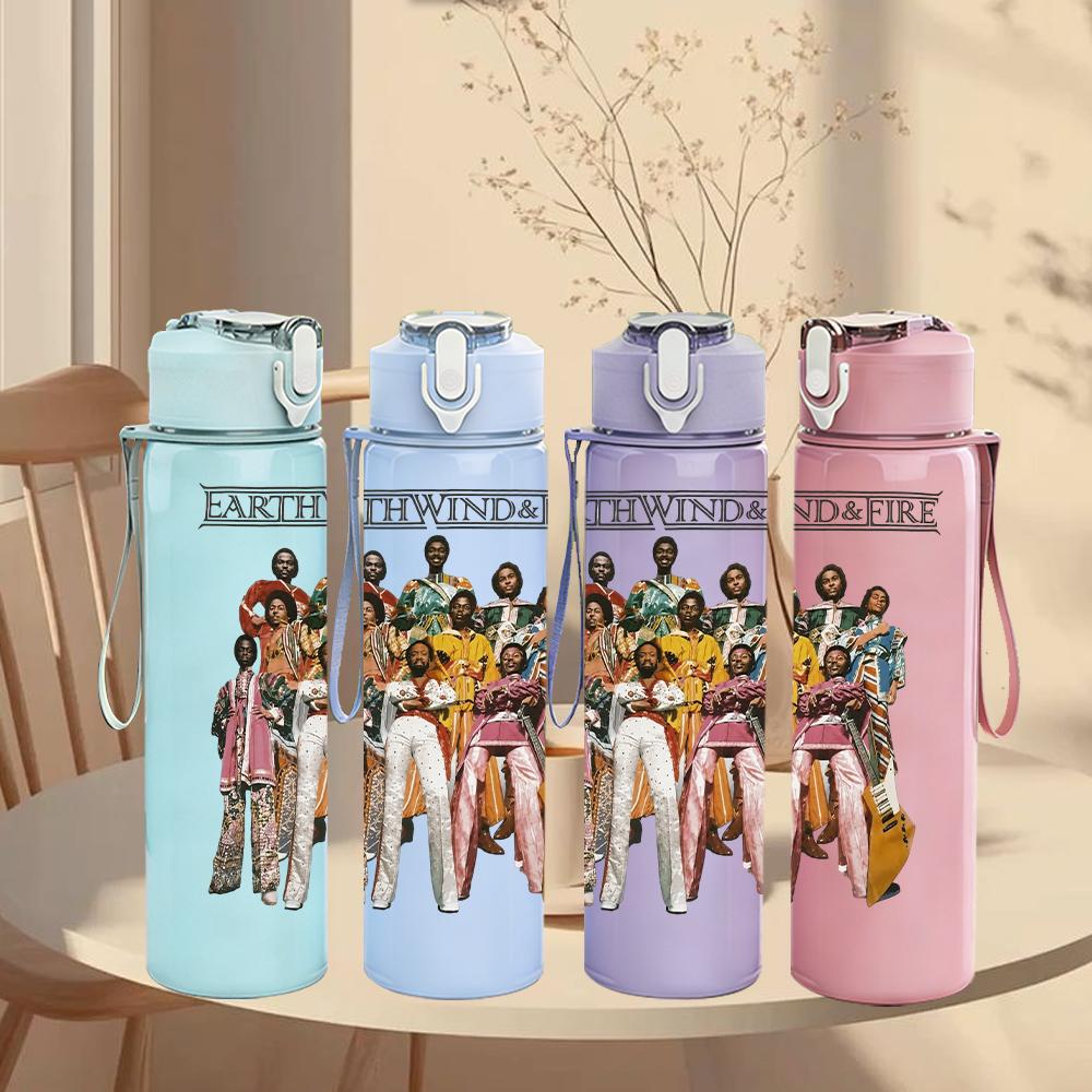 1PC Retro Street Band Black White Portrait Print 750ml Portable Sports Water Bottle Leakproof Gym Outdoor Travel Drink Cup
