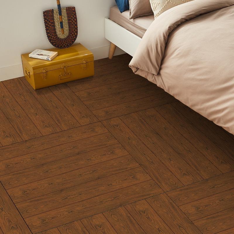 3D Selbstklebender dicker Holzmaserung Bodenaufkleber Tapete Wandaufkleber Wasserdicht Wohnzimmer Toilette Küche Heimdekor 15x90cm