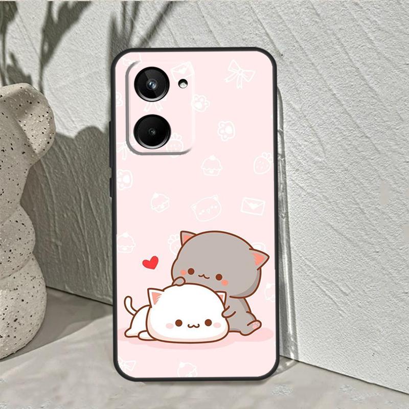 Cartoon Peach Mochi Cat Case For Realme C53 C30 C55 C33 C35 C31 C21Y C25s C15 C11 GT Neo 5 3T 2T 8 9 10 11 Pro Plus