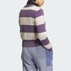 Adidas Originals Trefoil Striped Colorblock Single-Breasted Long-Sleeve Knit Cardigan Women Tops Dark-Grey Violet IN1068