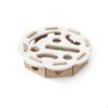 Felt Cat Toy Box Cutout Openings Maze Interactive Ball Batting Square Green Brown with 1