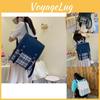 Japanese Style Retro Plaid Flip Cover Backpack 2023 New Chic And Simple Student Bookbag Travel Computer Bag Blue)
