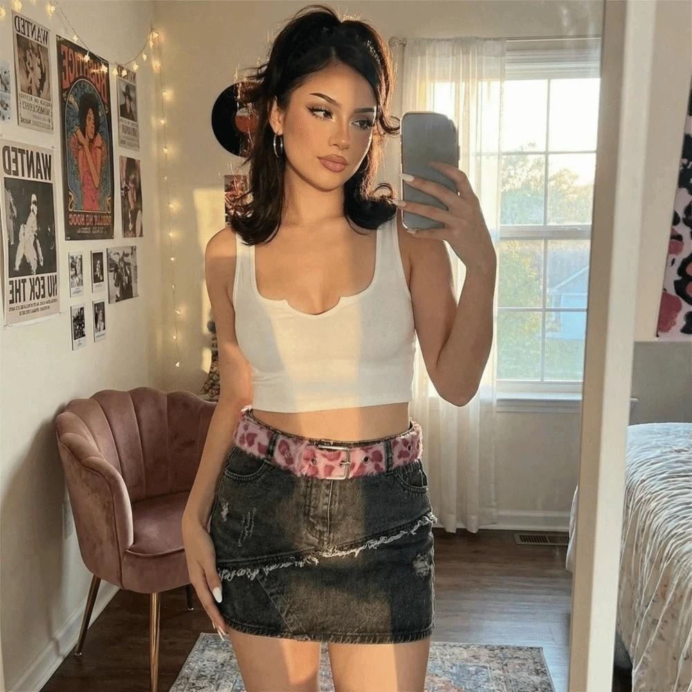 Koreanischer Stil Leopardendruck Gürtel Harajuku Hosen Dekoration Jeans Bund Kleidung Zubehör