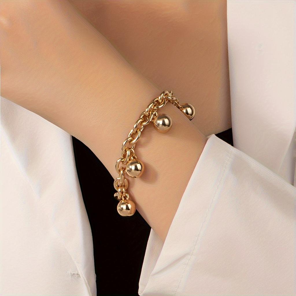 A stylish golden yellow bead pendant chain bracelet is suitable for ladies and girls partying and holiday versatile