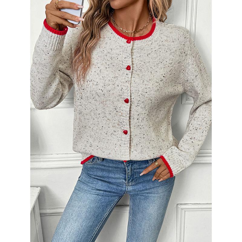 Autumn Casual Gray O Neck Sweater Cardigan Women Long Sleeve Loose Knit Cardigan Winter Lady Single-breasted Knitted Coat