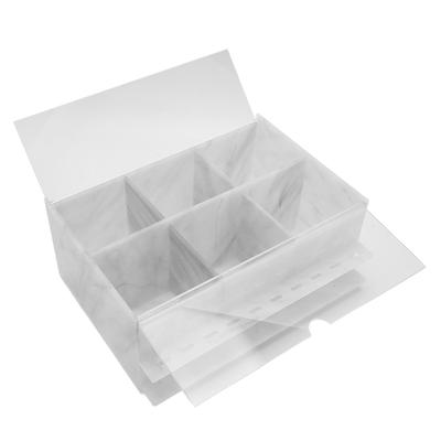 Acrylic Dustproof Storage Box 10 Holes Marble Texture Compartment Eyelash Grafting Accessories Case