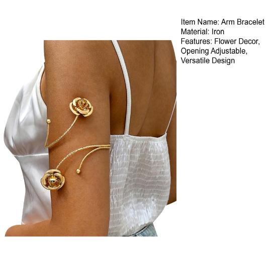 Arm Bracelet Punk Style Starfish Conch Flower Decor Opening Adjustable Arm Bangle Jewelry Accessories
