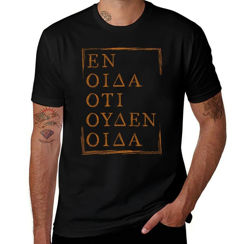 All I Know Is I Know Nothing Socrates Quote In Capital Greek Letters Tshirt Soft Antishrink Cotton Tee Tshirt
