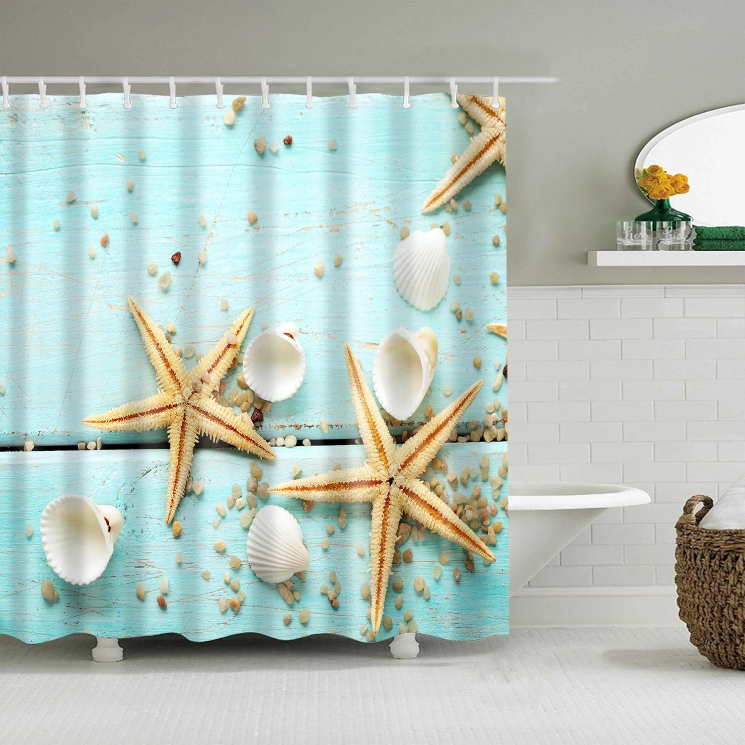 

European Animals Cats Lion Tiger Shell Fabric Shower Curtain Bathroom Curtain Waterproof Polyester Bath Curtain With Hooks W60H190(CM)-1 Pcs