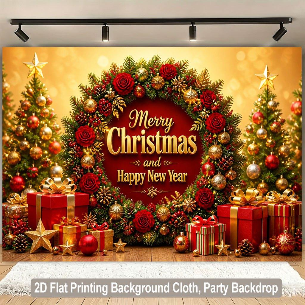 1Pcs Merry Christmas String Lights Ivy Decoration Background Winter Backdrop For Photo Studio Photo Booth Party