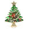 Neutral Style Two-Color Rhinestone Enamel Christmas Tree Brooch Gift for Party or Office