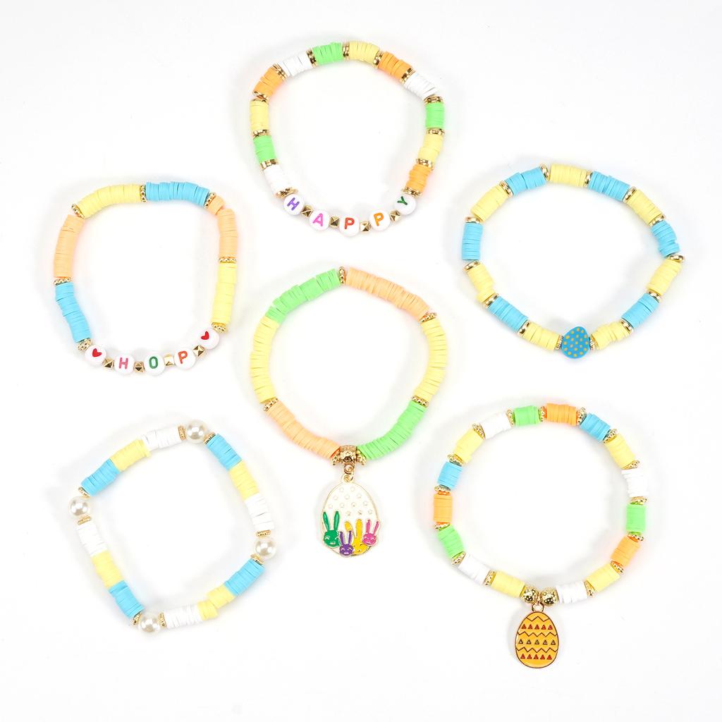 Easter Colorful Beads Bunny Pendant Bracelet Accessories for Girls