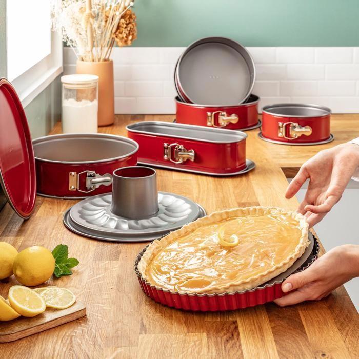 TEFAL DELIBAKE ACIER ROUGE CARBONE Moule à savarin à charnière 25 cm J1642614
