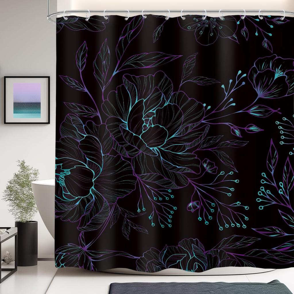 Rustic Bear Cabin Shower Curtain, Western Lodge Mountain Animal Design, Waterproof Polyester With Hooks