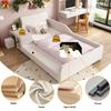 Letto imbottito, Letto singolo con scrivania per bambini e sgabello, Con mensola, Testiera morbida, Letto per bambini con doghe in legno, Velluto, Bianco, 90x200cm