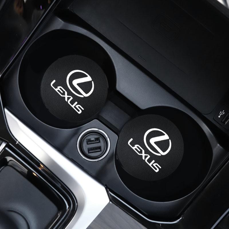2Pcs Leather Coaster Anti-slip Water Cup Pad Mat For Lexus IS250 IS200 CT200h GS300 LS430 RX450h LX570 IS300 ES RX LS IS NX CT