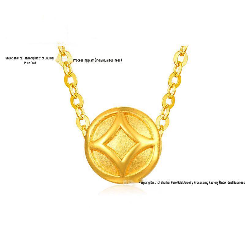 Golden Heart 999 Gold Pendant Necklace - Perfect Qixi Valentine's Day Gift for Her