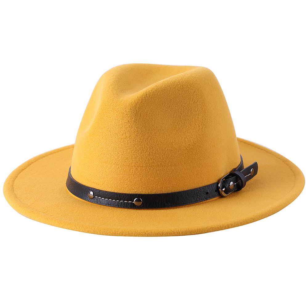 1Pc Fashion Wool Fedora Hat Men Autumn Winter Wide Brim Jazz Cap Imitation Woolen Women Church Felt British Hat