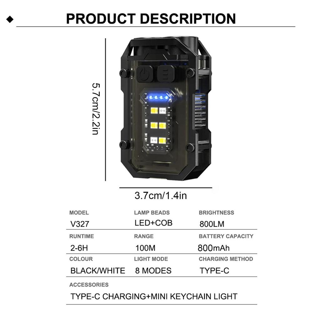 Keychain Flashlight 8 Modes Small Flashlights LED LED Keychain Light Keyring Flashlight Mini LED Flashlight Keychain 800Lumens
