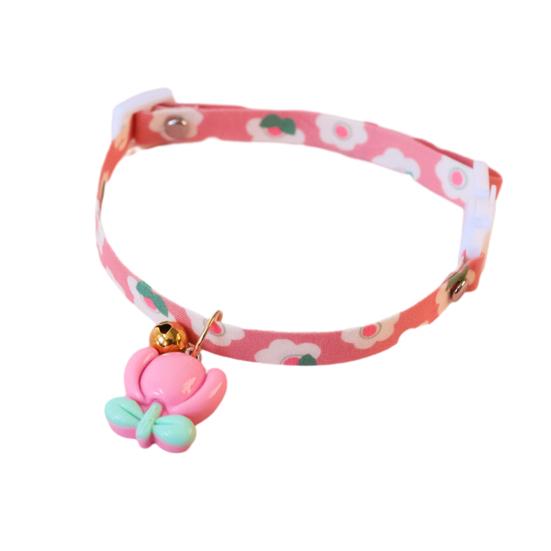 Collare per animali domestici con fibbia regolabile, comodo e facile da indossare. Simpatico motivo floreale con decorazione floreale a campana