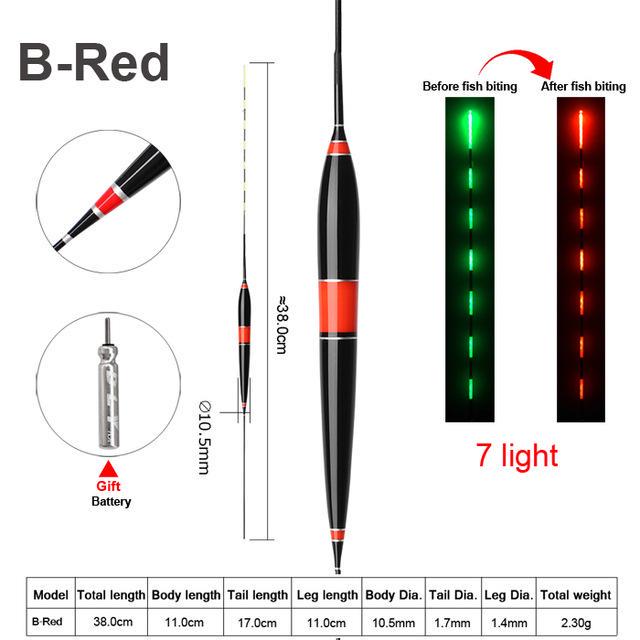 

Bimoo NEW Bite Change Color Электронный светодиодный поплавок для ночной рыбалки Светится в темноте красный