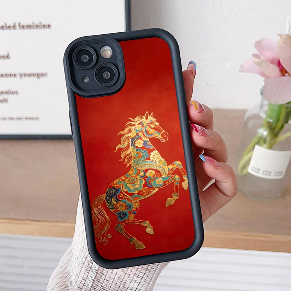 

Чехол для мобильного телефона Год Золотой Лошади для iPhone 17 16 15 14 13 12 11 Air Pro Max Plus Утолщенный ТПУ Цветной Чехол Красивый Чехол iPhone 14