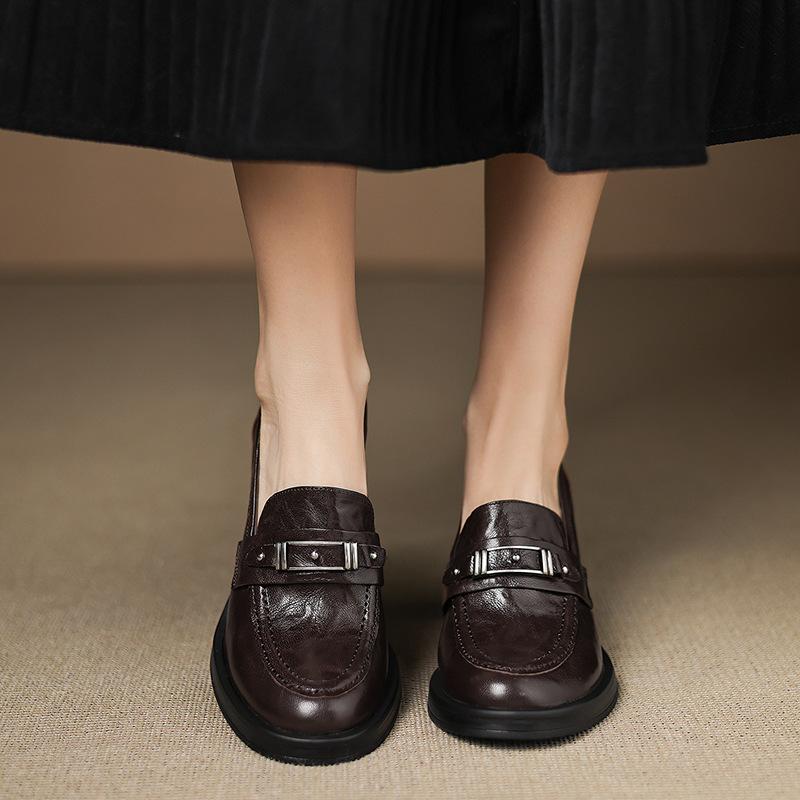 British Style Platform Thick Heel 2025 Autumn New Deep Mouth Single Shoes Commuter High Heel Small Leather Shoes Loafers Women