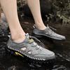 Herren Outdoor Wanderschuhe Schwarz Grau Autofahrerschuhe Freizeit zum Hineinschlüpfen Sommer Loch Handgefertigt Netzschuhe Übergröße 45 46