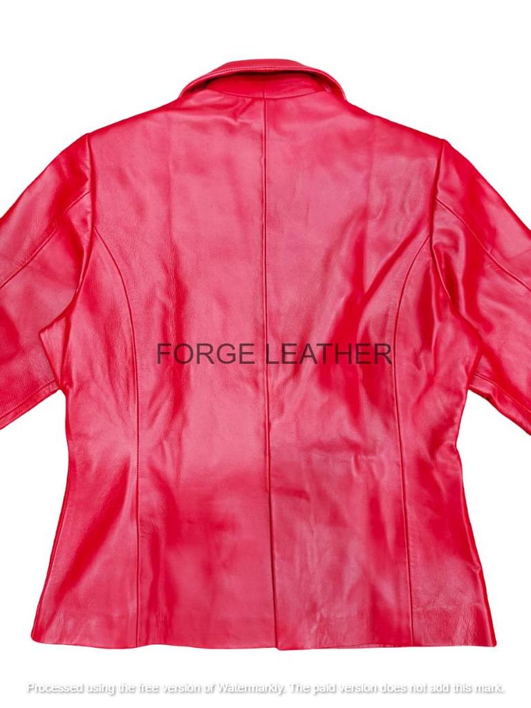 Lammleder Handgefertigt Designer Stilvoll Neu Rot Damen Blazer Formell Echt
