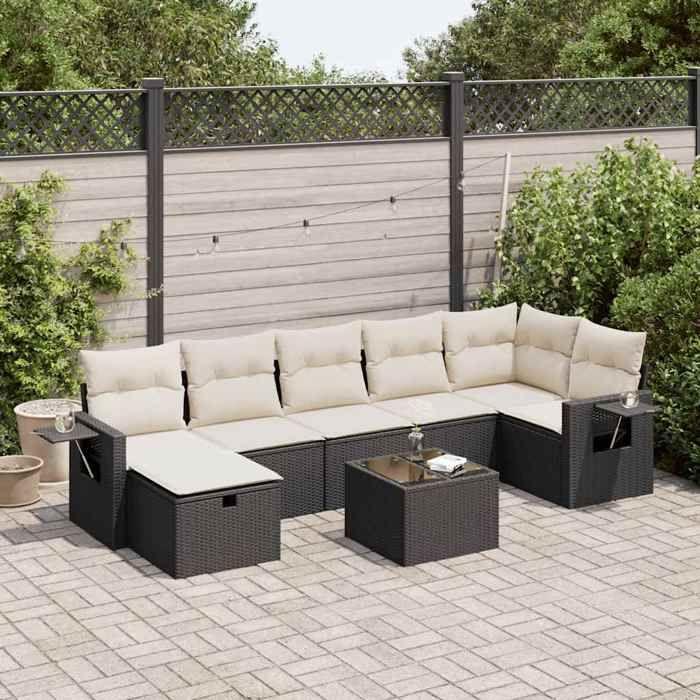 VidaXL Salon de jardin 8 pcs avec coussins noir résine tressée 3325512