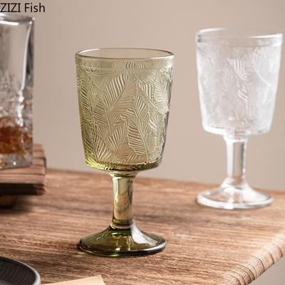 Copo Alto Vintage em Relevo Copo de Vinho Tinto de Vidro de Luxo Leve Casamento Festa de Aniversário Cocktail Taça de Vinho de Champanhe Conjunto de Vinho Doméstico