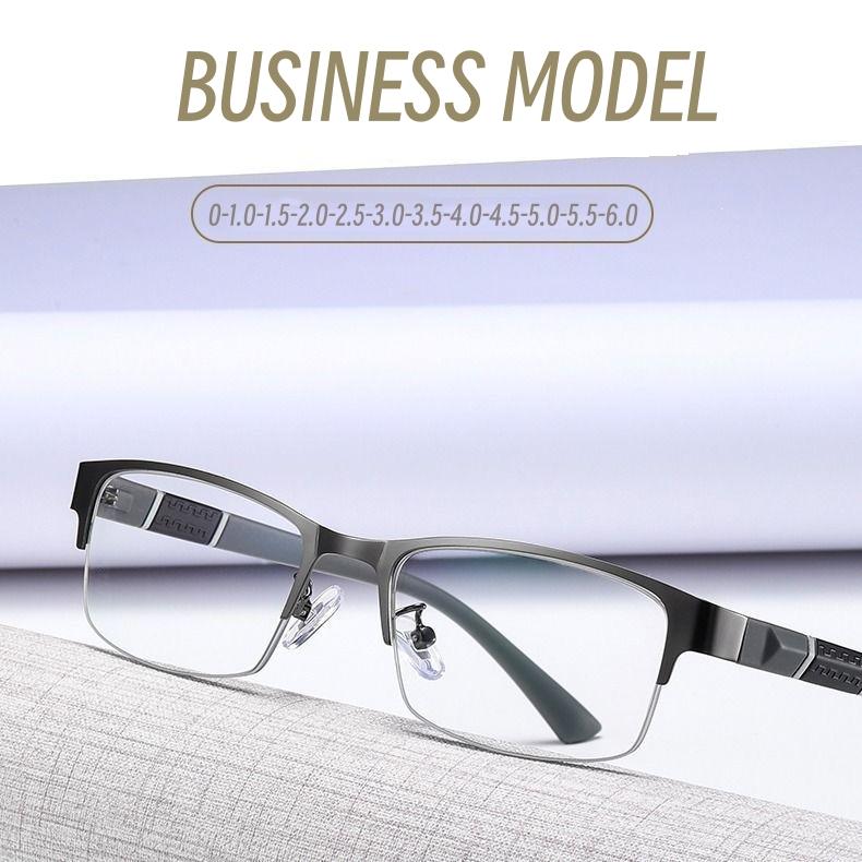 

New Style Business Men s Half Frame Myopic Glasses Prescription Near Sight Computer Eyeglasses Vision Care Eyeglasses 0 To -6.0