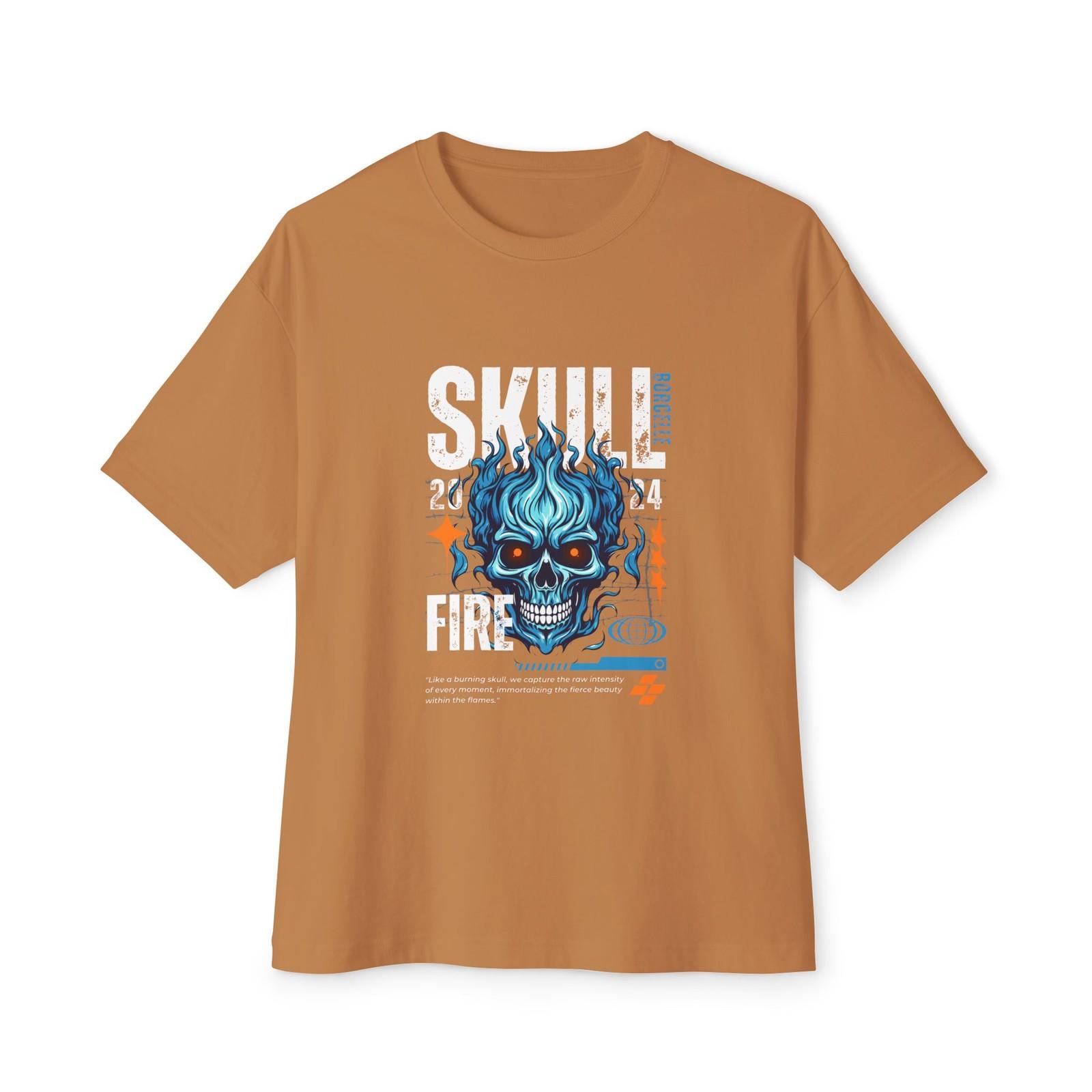 Blue Flaming Skull Tee | Skull Fire Graphic T-Shirt S