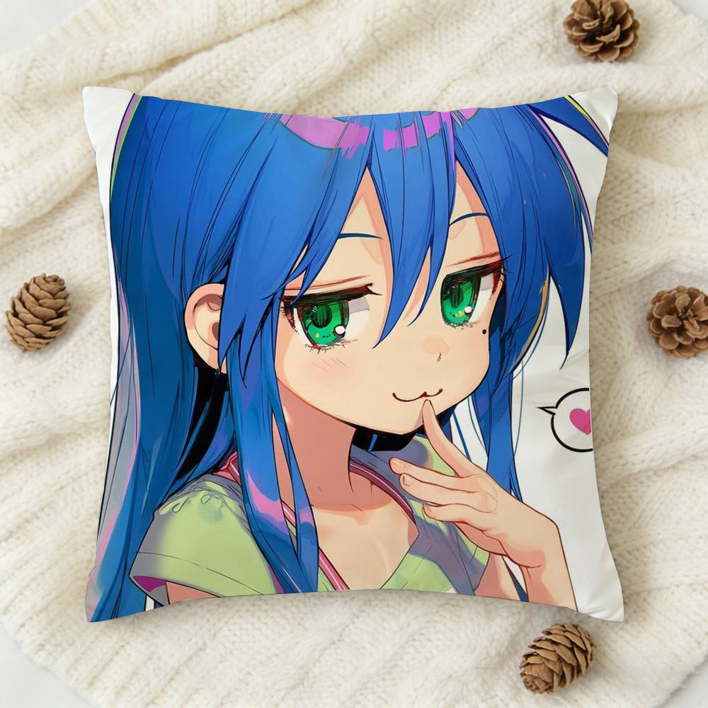 Cute I-Izumi K-Konata Double-Sided Printed Square Decorative Cushion Cover For Sofa Living Room Home Decor