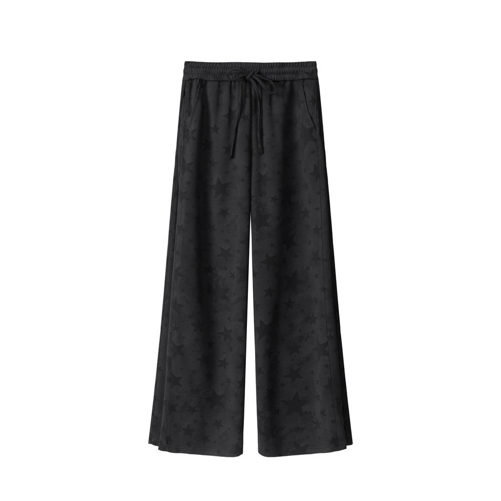 HeyHenry Women s Retro Loose Straight Casual Pants - Spring/Autumn Trendy Drape Sports Style Medium чёрный