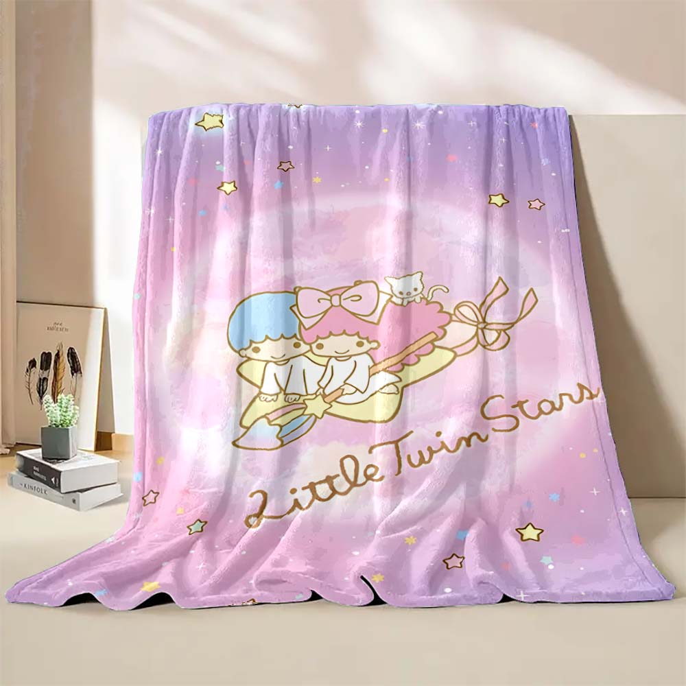 Coperta stampata giapponese Sanrio Little Twin Stars per bambini e adulti, morbida e calda, per letto, divano, copriletto da viaggio
