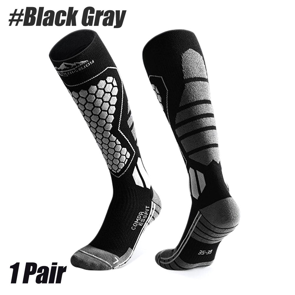 1 Paar Woll-Skisocken für Herren und Damen zum Skifahren und Snowboarden, kniehohe Thermo-Wintersocken mit warmer Sportfunktion