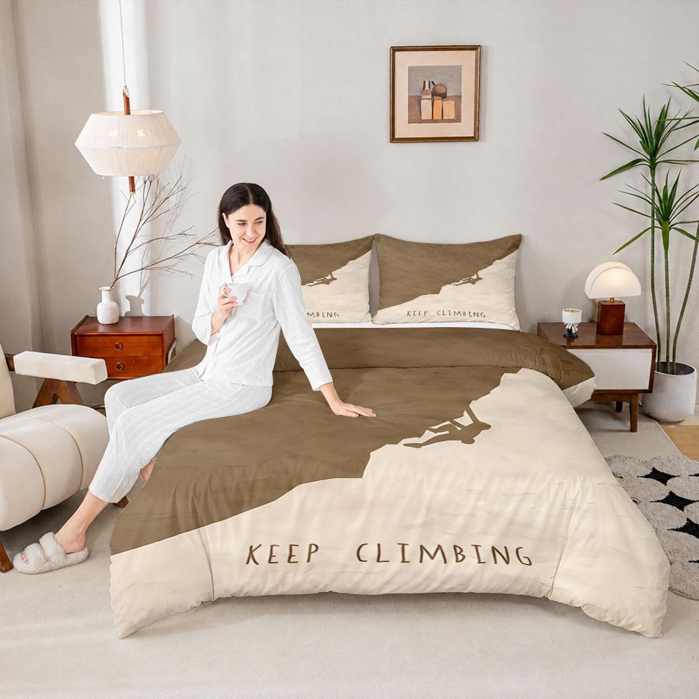 Artistic Keep Climbing Minimalist Art Yellow Duvet Cover Set, Fluffy Duvet Cover for Cozy Nights, Snug Bedding Set for All Seasons