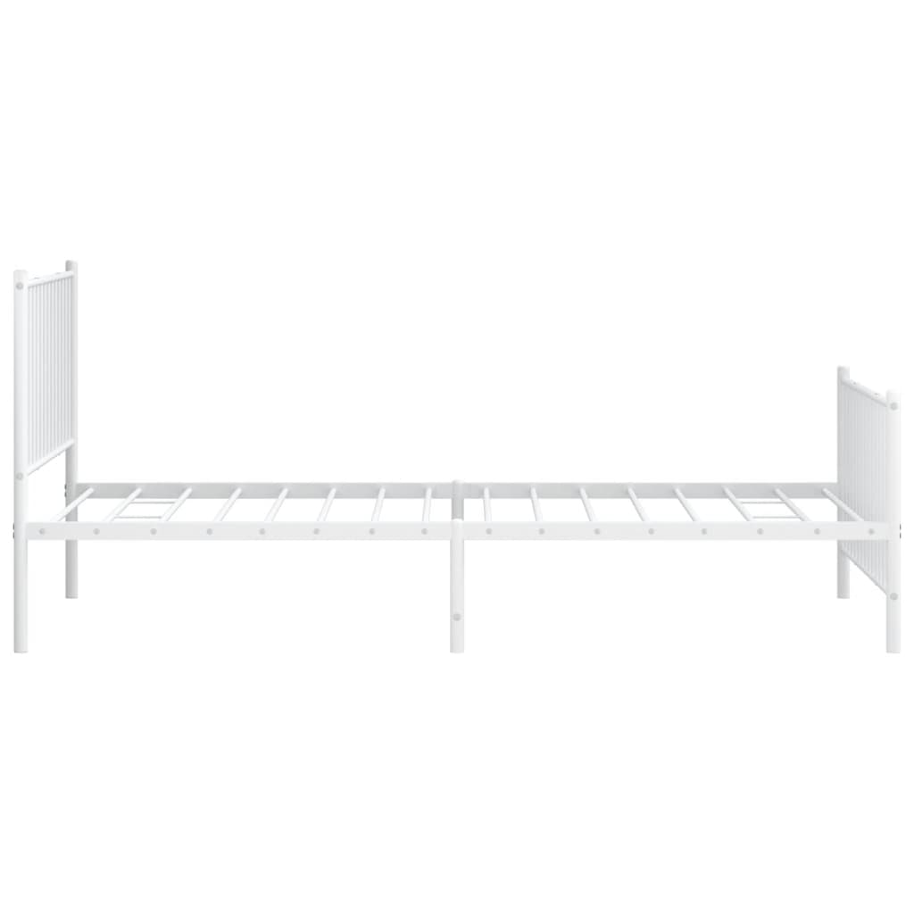 Metal Bed Frame with Headboard and Footboard White 107 x 203 cm