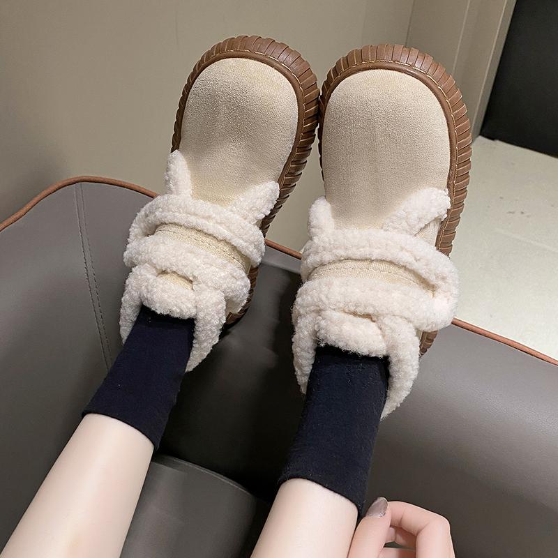 Fashion Aphixta New 4cm Chunky Heel Women Snow Boots Furry Winter Sneaker Shoes Short Plush Ladies Shoes Botas De Invierno Para Mujer