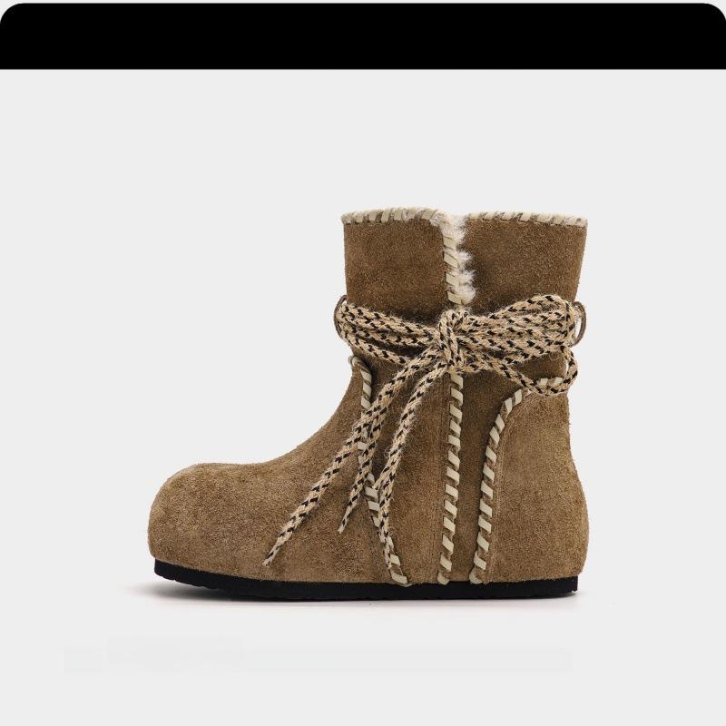 Fair Island~ Plush Snow Boots Women's Plush Thickened 2025 Winter New Fur Integrated Cotton Boots Boken Shoes Women